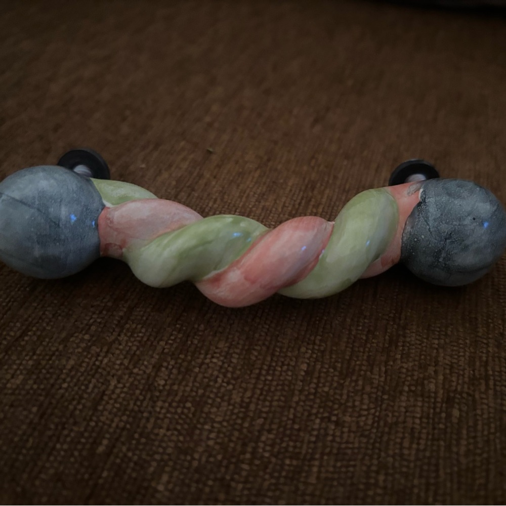 MacKenzie-Childs Twisted cabinet drawer pull Handle w hardware blue green pink